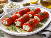 Рулетики из печеного перца со сливочной начинкой