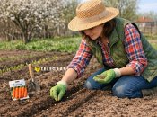 Жінка сіє моркву