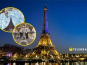 В знак солидарности самое известное здание Франции подсвечивали в цветах украинского флага