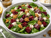 Салат со свеклой, шпинатом и орехами