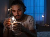 Мужчина сидит без электроэнергии