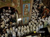 Прощание с патриархом Филаретом в Свято-Михайловском Златоверхом соборе