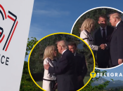 Дональд Трамп и супруги Макрон