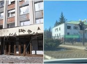 Фасад зданий поврежден обстрелами