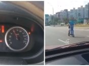 "Шумахер" пересел на самокат: "гонщик" на улицах Киева удивил водителей скоростью езды (видео)