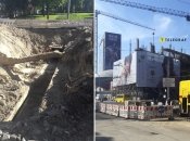 Авария на Лыбедской площади спровоцировала локальный коллапс возле стройплощадки Ocean Mall