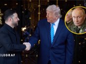 Володимир Зеленський з Дональдом Трампом та Володимир Путін