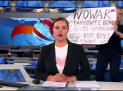 Овсянникова вышла в якобы прямой эфир с плакатом