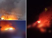 Один из пожаров в Харькове (слева) было видно из многих точек города