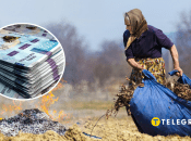 Деньги и бабушка с листьями