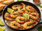 Креветки у винному соусі