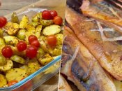 Запеченная скумбрия с овощами