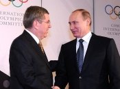 Президент МОК Томас Бах и владимир путин