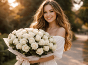 Девушка с букетом цветов