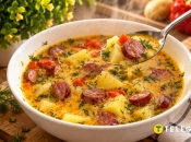 Рецепт сытного блюда с колбасками и плавленым сыром