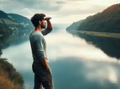 Чоловік дивиться на інший берег