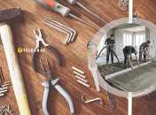 Работники ровняют полы