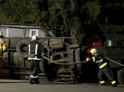 На Тернопольщине перевернулась цистерна с дизельным топливом