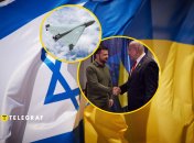 Флаги, главы Израиля и Украины, дрон