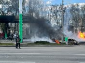 Пожар после удара по заправке в Харькове