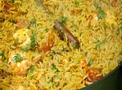 Плов с острыми тигровыми креветками