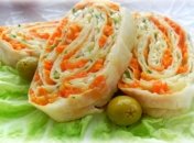 Аппетитная закуска из лаваша и крабовых палочек