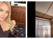 "Дети чудом не пострадали": у Оли Поляковой обвалился потолок квартиры в центре Киева (видео)