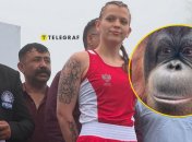 Анастасия Лучкина и орангутан Дана