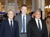 Бернд Райхарт в компании президентов "Реала" и "Барселоны"