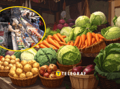 Овочі на прилавку в магазині