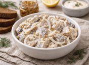 Оселедець з майонезом та гірчицею