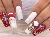 Новогодний маникюр 2019: зимние идеи маникюра со стразами, блестками и свинками (Фото) 