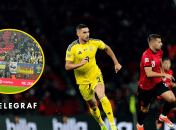 На матче Албания - Украина болельщики развернули несколько баннеров