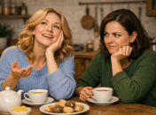 Женщина рассказывает что-то подруге