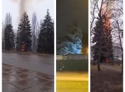 В Кривом Роге подожгли елку, а в Днепре срезали 15-метровую красавицу