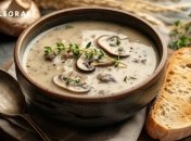 Грибной суп-пюре имеет чрезвычайно ножку сливочную консистенцию (изображение создано с помощью ИИ)