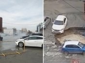 "Рідні болота": мережу насмішило відео, як кілька авто пішли під землю в Пітері