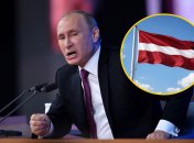 Владимир Путин и флаг Латвии