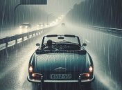 Авто їде під дощем