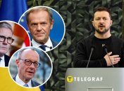 Дональд Туск, Кір Стармер,  Фрідріх Мерц, Володимир Зеленський