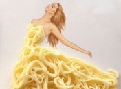 Шикарные платья из всего, что было под рукой, на рисунках (Фото)