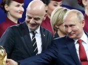 Президент ФИФА Джанни Инфантино и владимир путин на ЧМ-2018