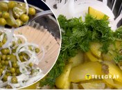 Салат із зеленого горошку та огірків