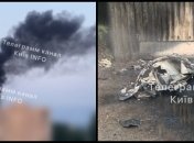 На месте падения обломков одной из российских ракет вспыхнул пожар