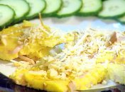 Полента с ветчиной и сыром