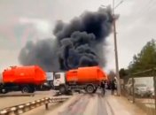 В Энергодаре горит блокпост