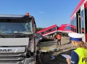 В Польше поезд сошел с рельсов после столкновения с грузовиком: восемь человек ранены (фото, видео)