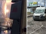 Слева – запуск ракет, справа – последствия удара в Хмельницком