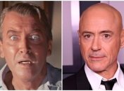 Джеймс Стюарт (слева) сыграл главную роль в оригинальном "Головокружении" 1958 года. Дауни-младшему приготовится