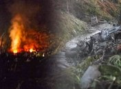 На месте аварии остались обгоревшие детали